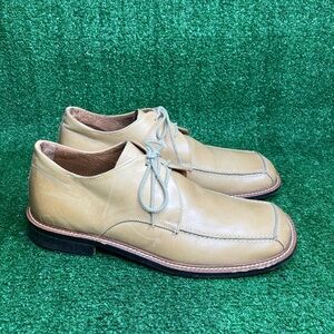 Kenneth Cole SZ 12 Men's Square Toe Tan Leather Shoes Very Clean